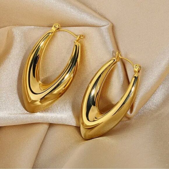 ZARA CHUNKY BOLD STATEMENT HOOP EARRINGS - Picture 1 of 7
